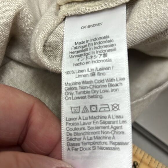 Madewell NQ627  V-Neck Mini Dress in 100% Linen in Natural size xxs - Picture 6 of 7